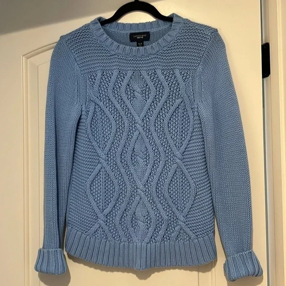Women’s Lands End Drifter Sweater. Blue. Cable knit. Size S - Picture 1 of 8